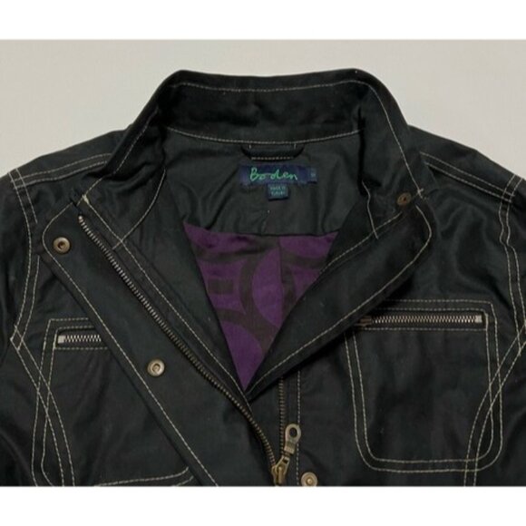 Boden Waxed Cotton Utility Jacket Black with white stitching, US 12 - Picture 4 of 5